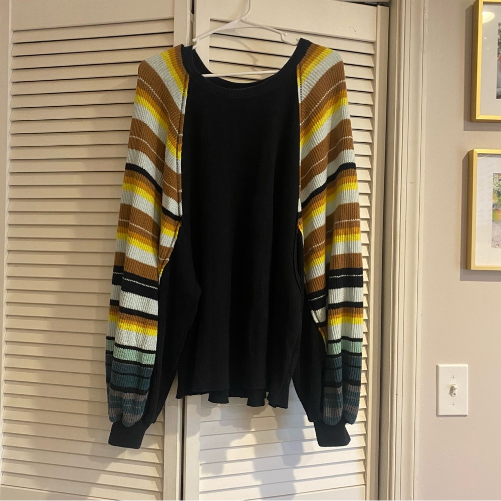 Free People Baja Long Puff Sleeve Top
